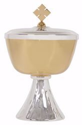 Picture of Liturgical Ciborium H. cm 19 (7,5 inch) modern style with low Knot in brass Gold Silver 