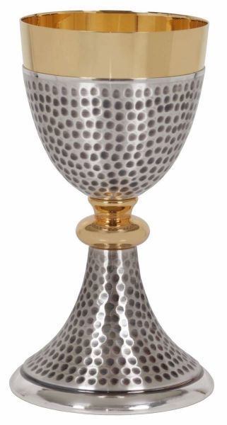 Picture of Eucharistic Chalice H. 18,5 cm (7,3 inch) with knot hammered brass