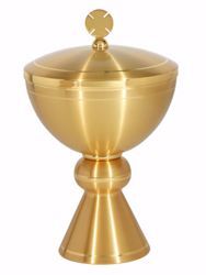Picture of Liturgical Ciborium H. cm 21,5 (8,5 inch) smooth satin finish with Knot in brass Gold Silver 