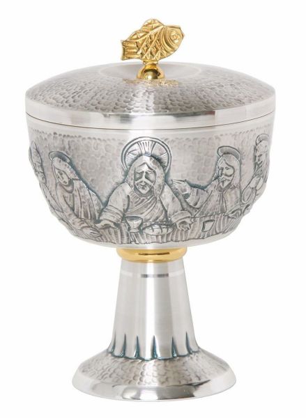 Picture of Church Ciborium H. 18 cm (7,1 inch) Last Supper chiseled brass