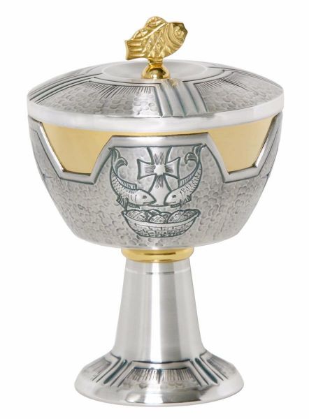 Picture of Church Ciborium H. 18 cm (7,1 inch) Loaves Fishes chiseled brass