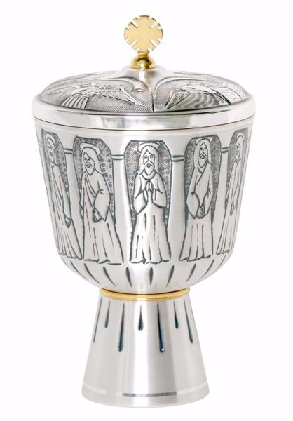 Picture of Liturgical Ciborium H. cm 21 (8,3 inch) Twelve Apostles in chiseled brass Gold Silver 