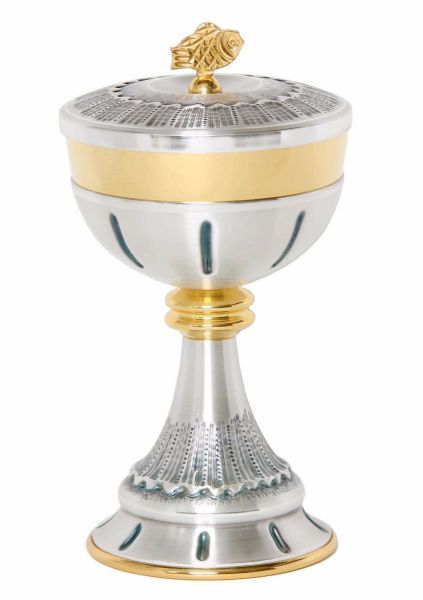 Immagine di Pisside H. 22,5 cm con nodo decoro stilizzato ottone cesellato