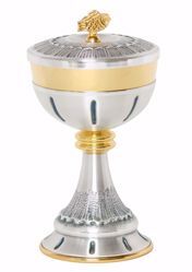Picture of Liturgical Ciborium H. cm 22,5 (8,9 inch) with Knot stylized decoration in chiseled brass Gold Silver 