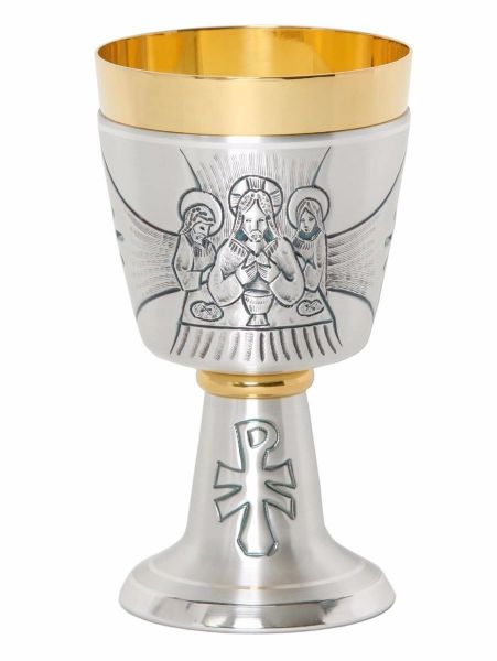 Imagen de Cáliz Iglesia H. 16,5 cm Eucaristía Crismón cincelado