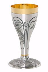 Picture of Liturgical Chalice H. cm 20 (7,9 inch) Grapes IHS in chiseled brass Gold Silver for Holy Mass Altar Wine