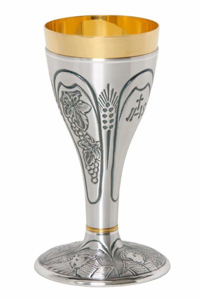 Immagine di Calice Messa H. 20 cm Uva IHS cesellato