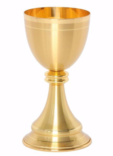 Immagine di Calice liturgico H. cm 20,5 (8,1 inch) finitura liscia satinata in ottone Oro Argento da Altare per vino da Messa