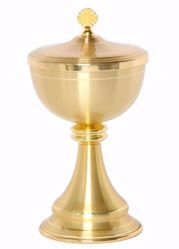 Picture of Liturgical Ciborium H. cm 23,5 (9,3 inch) smooth satin finish in brass Gold Silver 