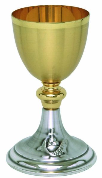 Picture of Church Chalice H. 19 cm (7,5 inch) Loaves Fishes chiseled brass