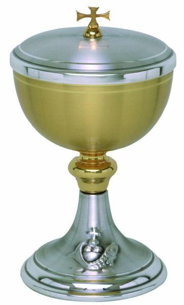 Picture of Ciborium H. 21 cm (8,3 inch) Loaves Fishes chiseled brass
