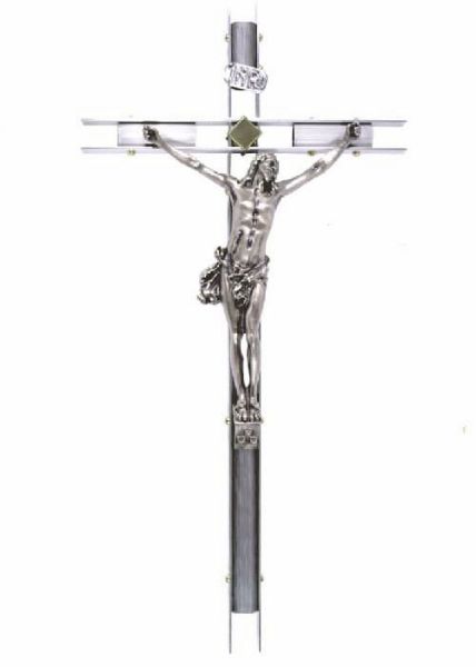 Picture of Modern wall Crucifix 100x50 cm (39,4x19,7 inch) tubular arms brass