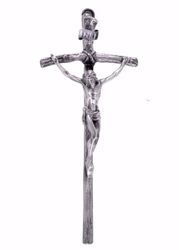 Imagen de Crucifijo de muro cm 23x10 (9,1x3,9 inch) Cruz sutil Cristo crucificado e INRI de latón Oro Plata Cruz de pared para Iglesia