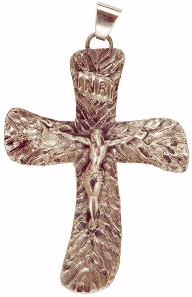 Immagine di Croce pettorale episcopale cm 10x7,5 (3,9x3,0 inch) Cristo crocefisso in ottone Oro Argento Croce vescovile