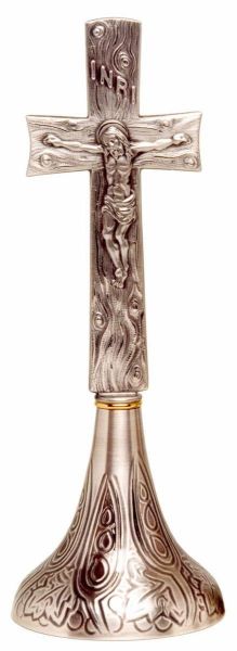 Picture of Altar Crucifix H. 37 cm (14,6 inch) stylized grapes Wheat INRI brass