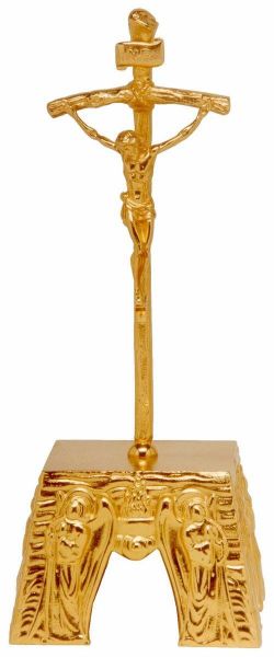 Picture of Altar Crucifix H. 32 cm (12,6 inch) Angels in Prayer Flames brass