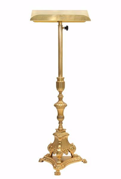 Picture of Column Church Lectern adjustable height H. cm 115 (45,3 inch) Baroque style in brass Gold Silver Missal Bible Stand for Churches