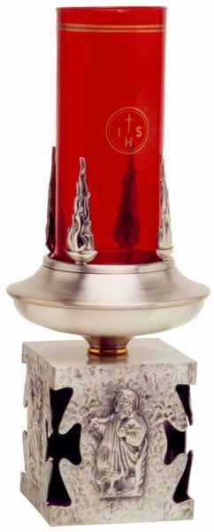 Imagen de Lámpara de Altar Santísimo Sacramento H. cm 18 (7,1 inch) Cuatro Evangelistas latón Oro Plata porta vela litúrgica de Altar Iglesia