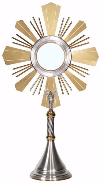 Picture of Church Monstrance Exposition for Magna Host cm 15 (5,9 in) H. cm 76 (29,9 inch) double Knot Angel and Rays of Light in brass Gold Silver 