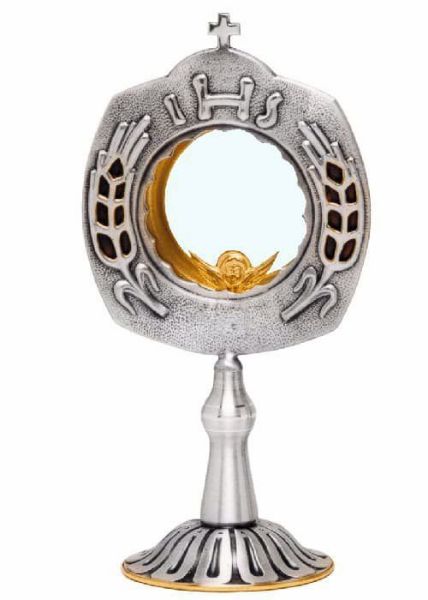 Immagine di Teca Ostensorio con lunetta H. 27 cm smalto Spighe stilizzate IHS