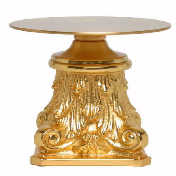 Immagine di Tronetto Base per Ostensorio da Altare H. cm 10 (3,9 inch) Stile Barocco Foglie in ottone Oro Argento 