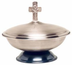 Picture of Portable Baptismal Font for Churches Diam. cm 43 (16,9 inch) Cross Chi Rho in brass Gold Silver Altar Basin Bowl for Baptism