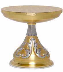 Picture of Altar Throne Base for Monstrance H. cm 18 (7,1 inch) floral decorations in chiseled brass Gold Silver Bicolor 