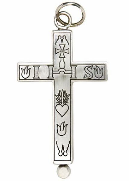 Immagine di Croce pettorale porta reliquie 5x9 cm simboli Passione argento 800/1000