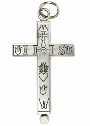 Immagine di Croce pettorale porta reliquie cm 5x9 (2,0x3,5 inch) simboli della Passione Argento 800/1000 Oro Argento Croce vescovile