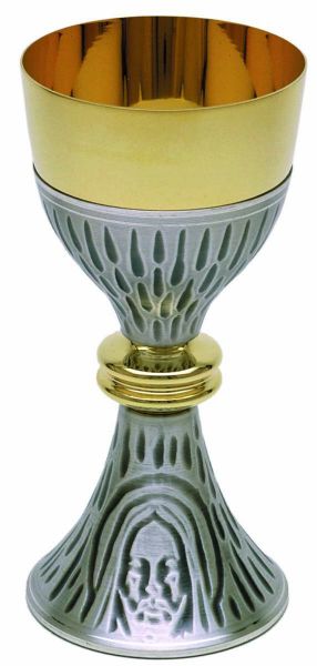Picture of Catholic Chalice H. 17,5 cm (6,9 inch) Holy Face of Jesus brass