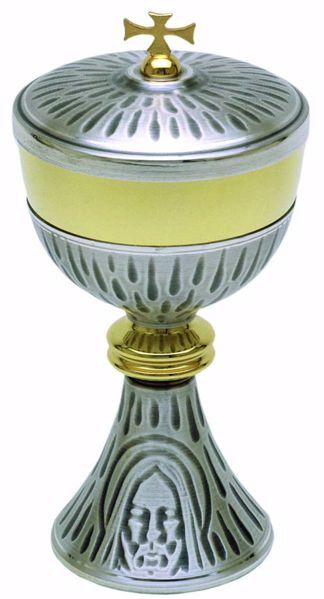 Immagine di Pisside liturgica H. cm 20,5 (8,1 inch) Santo Volto di Gesù in ottone Oro Argento 