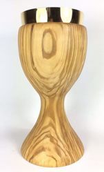 Picture of Eucharistic Chalice H. cm 20 (7,9 inch) smooth Finish in Olive Wood of Assisi