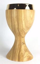 Picture of Small Eucharistic Chalice H. cm 15 (5,9 inch) smooth Finish in Olive Wood of Assisi