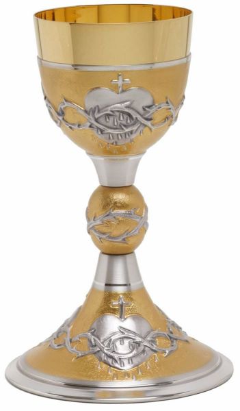 Immagine di Calice Chiesa H. 22,5 cm Sacro Cuore Corona di spine argento 800/1000
