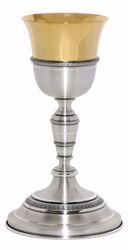 Picture of Liturgical Chalice H. cm 20 (7,9 inch) corolla shape lathed foot in brass Gold Silver for Holy Mass Altar Wine