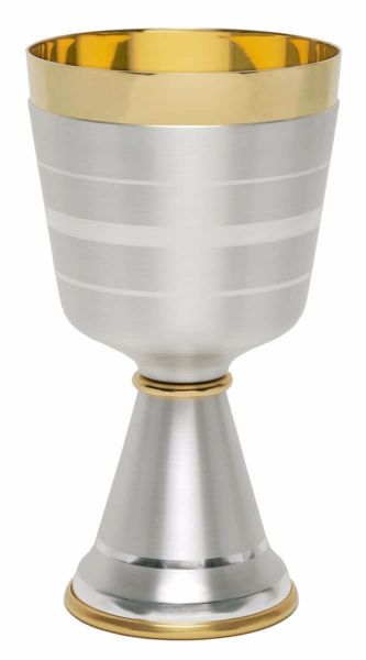 Immagine di Calice liturgico moderno H. 16,5 cm liscio satinato