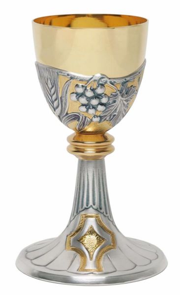 Immagine di Calice Messa H. 20,5 cm Uva Spighe cesellato