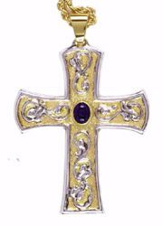 Immagine di Croce pettorale episcopale cm 9x7 (3,5x2,8 inch) Lapislazzuli in Argento 800/1000 Bicolor Croce vescovile