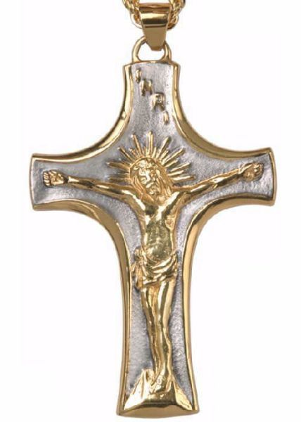 Immagine di Croce pettorale vescovile 10x6 cm Gesù crocifisso argento 800/1000