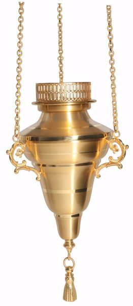 Immagine di Lampada a sospensione Santissimo Sacramento H. cm 15 (5,9 inch) liscia satinata in ottone Oro Argento Portalampada Chiesa