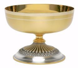 Picture of Low Liturgical Paten Ciborium H. cm 10 (3,9 inch) smooth satin finish decorated base in brass Gold Silver 