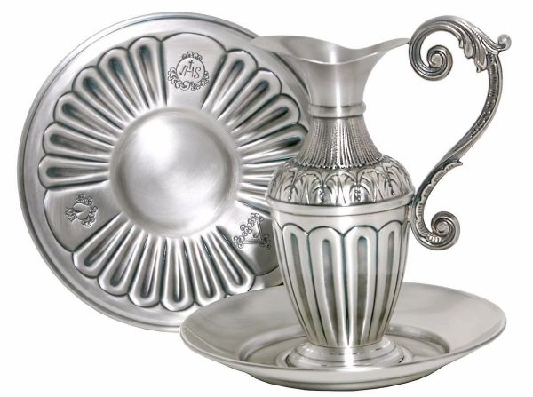 Picture of Ewer and Plates Set Petals Palms JHS Sacred Heart Trinity