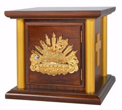 Picture of Altar Tabernacle cm 35x35x33 (13,8x13,8x13,0 inch) Agnus Dei in wood Gold for Church