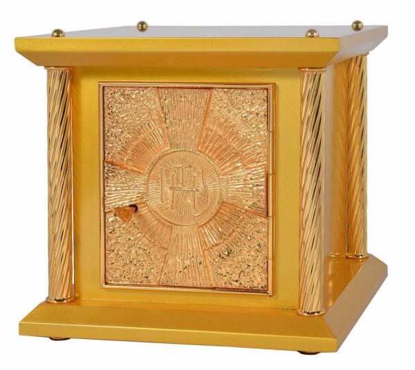 Picture of Small wooden Tabernacle 4 columns H. 33 cm (13,0 inch) Cross IHS Rays