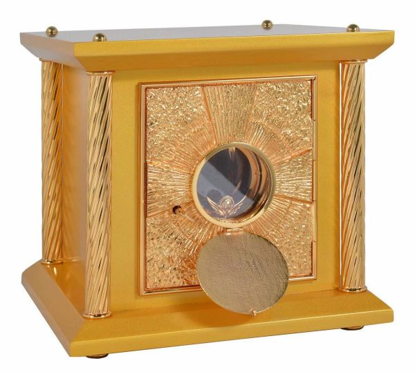 Picture of Small wooden Tabernacle 4 columns Exposition H. 33 cm (13,0 inch) Cross IHS