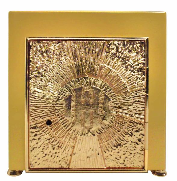 Picture of Small gold Tabernacle Exposition H. 25 cm (9,8 inch) Cross IHS Rays
