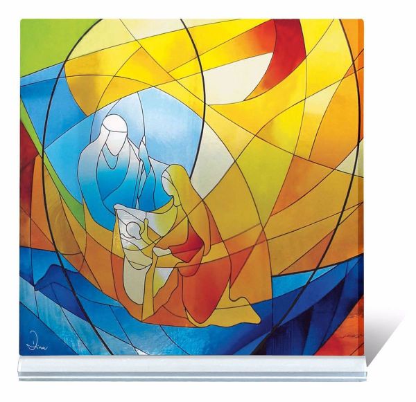 Immagine di Presepe stilizzato Sacra Famiglia 12,5x12 cm Centro Ave plexiglass