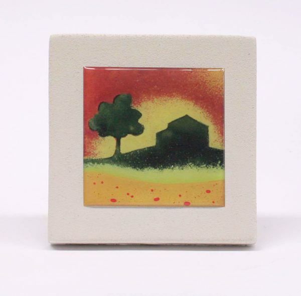 Immagine di Quadretto Estate 10 cm ceramica bianca Loppiano