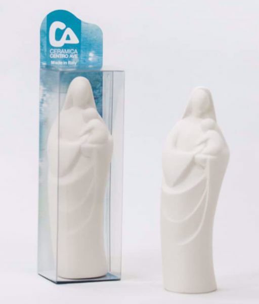 Immagine di Statuetta Madonna con Bambino 10,5 cm ceramica bianca