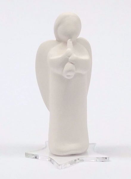 Imagen de Ángel Músico 9,5 cm cerámica blanca y plexiglass